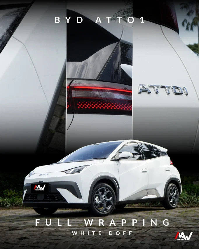 BYD Atto 1 Naik Kelas! Full Wrapping White Doff Bikin Tampilan Lebih Mewah