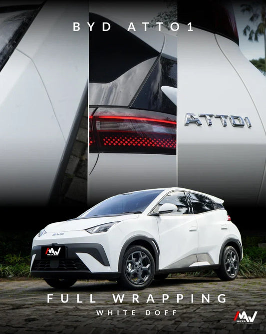 BYD Atto 1 Naik Kelas! Full Wrapping White Doff Bikin Tampilan Lebih Mewah