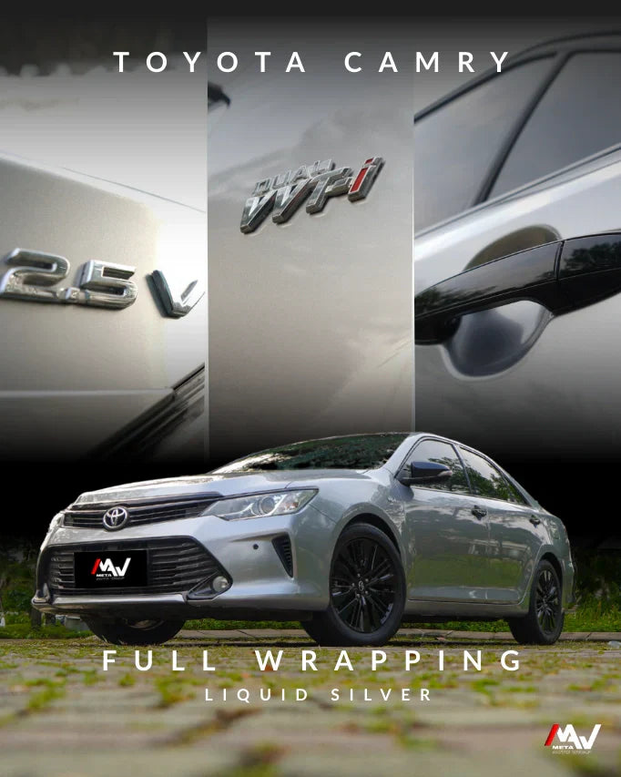Toyota Camry Langsung Naik Kelas Setelah Full Wrapping Liquid Silver – Tampil Lebih Mewah & Modern