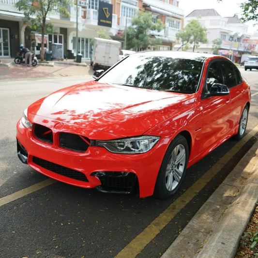 Wrapping Stiker BMW Red Ferrari Menggunakan Bahan Fanchi