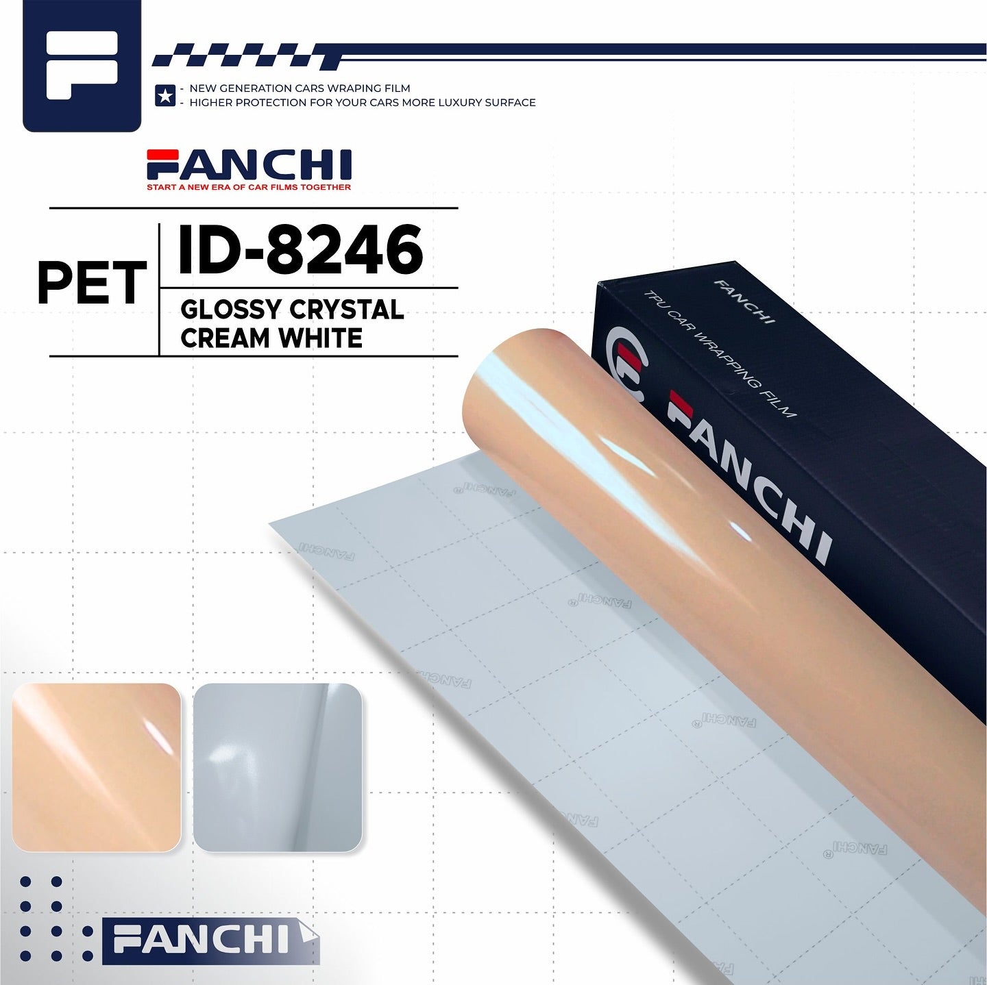 Glossy Crystal Cream White ID-8246