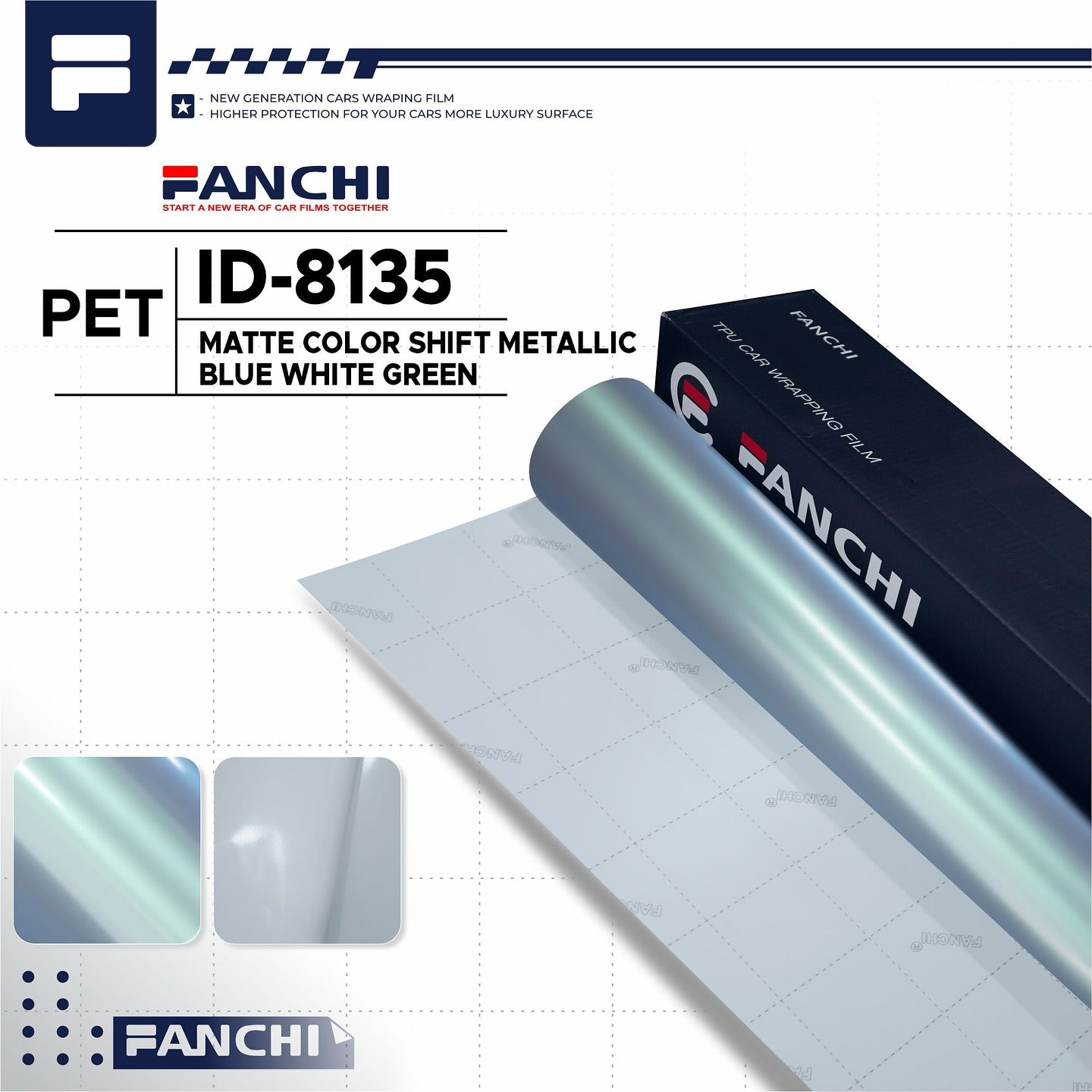 Matte Colour Shift Metalic Blue white Green ID 8135